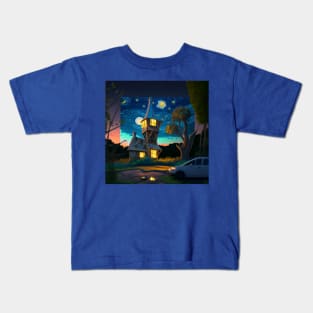 Starry Night Over The Burrow Kids T-Shirt